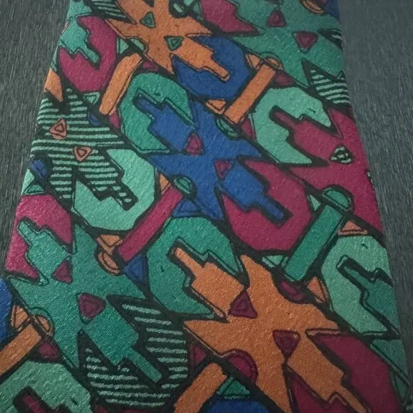 Missoni Cravatte Abstract Pattern 100% Silk Tie Multicolor Made In Italy - Picture 2 of 6